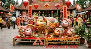 mô hình xốp trang trí tết tiểu cảnh tết xưa