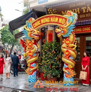 mô hình xốp trang trí tết cửa hàng kinh doanh 