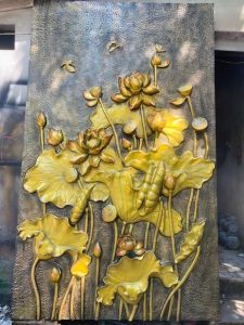 phù điêu hoa sen giả đồng
