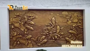 phù điêu hoa sen cá chép giả đồng