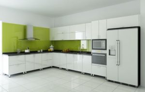 Tủ bếp inox cánh Acrylic chữ L 01