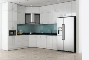 Tủ bếp inox cánh Acrylic chữ L 05