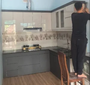 Tủ bếp inox cánh gỗ an cường 04
