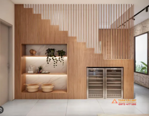 Vách gỗ lam trang trí đơn giản đẹp