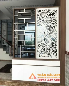 Vách ngăn CNC kết hợp tủ trang trí
