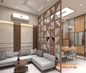 Vách ngăn CNC phòng khách và phòng bếp