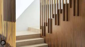 Vách ngăn cầu thang lam gỗ hiện đại An Cường