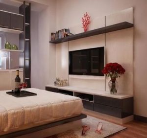 Vách ngăn kết hợp giá ti vi