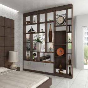 Vách ngăn phòng ngủ tủ hộp trang trí