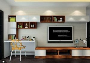 Vách tivi kết hợp bàn làm việc