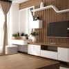 Vách tivi phòng ngủ kết hợp bàn phấn