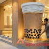 trưng bày Mô hình xốp 3D Ly Trà Sữa Trân Châu tại cửa hàng