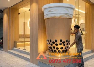  hoàn thiện Mô hình xốp 3D Ly Trà Sữa Trân Châu