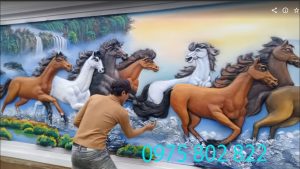 Mẫu tranh phù điêu mã đáo thành công đắp nổi xi măng