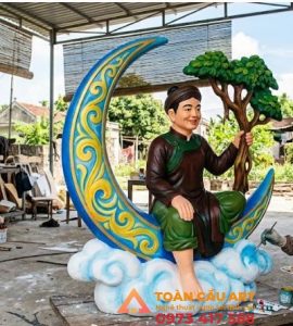 Mẫu tượng Chú Cuội xốp trang trí tiểu cảnh Trung Thu tại Toàn Cầu Art