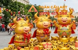 mẫu tượng con trâu bằng xốp linh vật trang trí tết