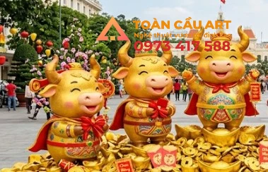 mau-tuong-con-trau-bang-xop-linh-vat mẫu tượng con trâu bằng xốp linh vật trang trí tết
