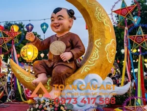 mô hình tượng chú cuội bằng xốp trang trí trung thu