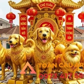 mô hình tượng con chó trang trí tết