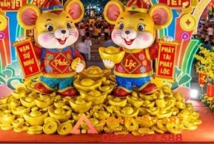 mô hình tượng con chuột bằng xốp linh vật tết