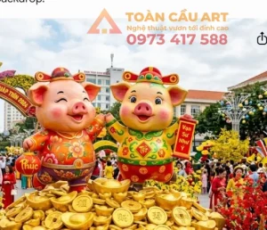 mô hình tượng con heo bằng xốp linh vật tết