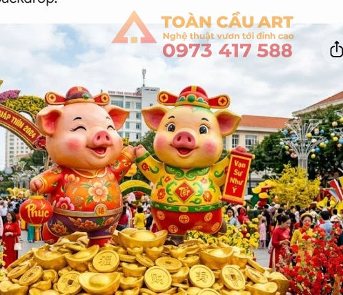 mo-hinh-tuong-con-heo-bang-xop-linh-vat-tet mô hình tượng con heo bằng xốp linh vật tết