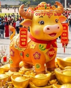 mô hình tượng con trâu bằng xốp linh vật trang trí tết
