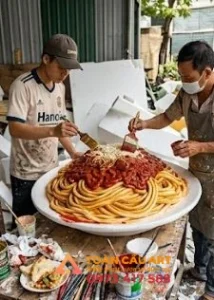 mô hình xốp 3d đĩa mì ý