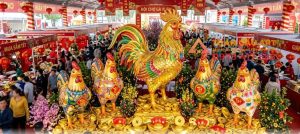 Mô hình tượng con gà linh vật trang trí tết
