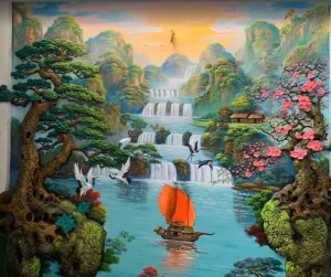 tranh phù điêu xi măng thuận buồm xuôi gió