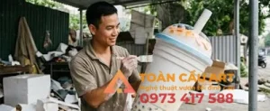 sơn lót mô hình xốp 3d ly nước uống