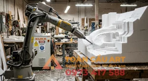 sử dụng cánh tay robot điêu khắc xốp