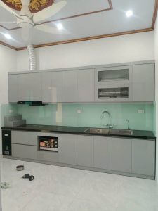Tủ bếp inox cánh acrylic
