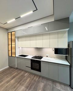 Tủ bếp inox cánh kính đẹp