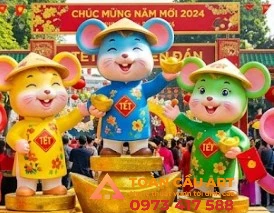 tượng con chuột bằng xốp linh vật