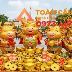 tượng con trâu bằng xốp linh vật trang trí tết