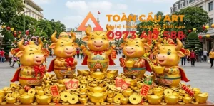 tượng con trâu bằng xốp linh vật trang trí tết