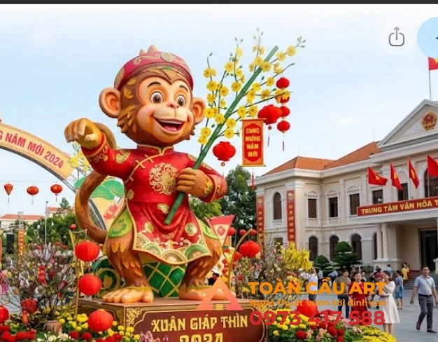 tuong-mo-hinh-con-khi-bang-xop-linh-vat-tet dep tượng mô hình con khỉ bằng xốp linh vật tết đẹp