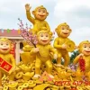 Tượng mô hình đàn khỉ bằng xốp linh vật tết
