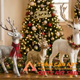 tượng tuần lộc bằng xốp trang tri noel
