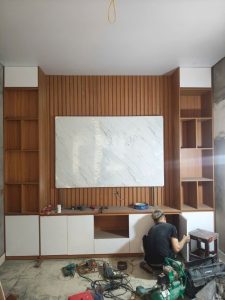 Vách trang trí kết hợp kệ tivi 04