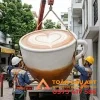 vận chuyển lắp đặt Mô hình xốp 3D Cốc Cà phê Cappuccino tại cửa hàng