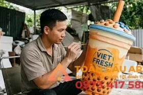 vẽ màu mô hình xốp 3d ly trà sữa