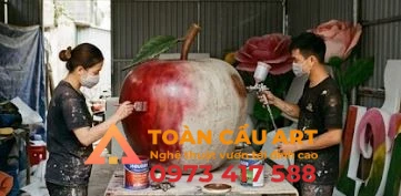dieu-khac-mo-hinh-xop-qua-tao-khong-lo son màu mô hình xốp quả táo