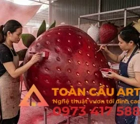 mô hình quả dâu tây bằng xốp 3d