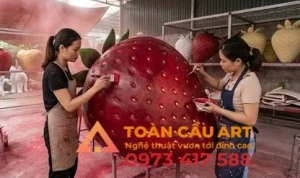  sơn vẽ mô hình quả dâu tây bằng xốp 3d