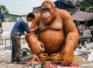 sơn vẽ màu mô hình xốp Đười ươi