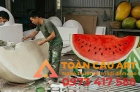 sơn vẽ màu Mô hình xốp quả dưa hấu