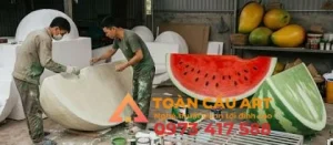 sơn vẽ màu Mô hình xốp quả dưa hấu