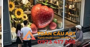 trang trí mô hình quả dâu tây bằng xốp 3d